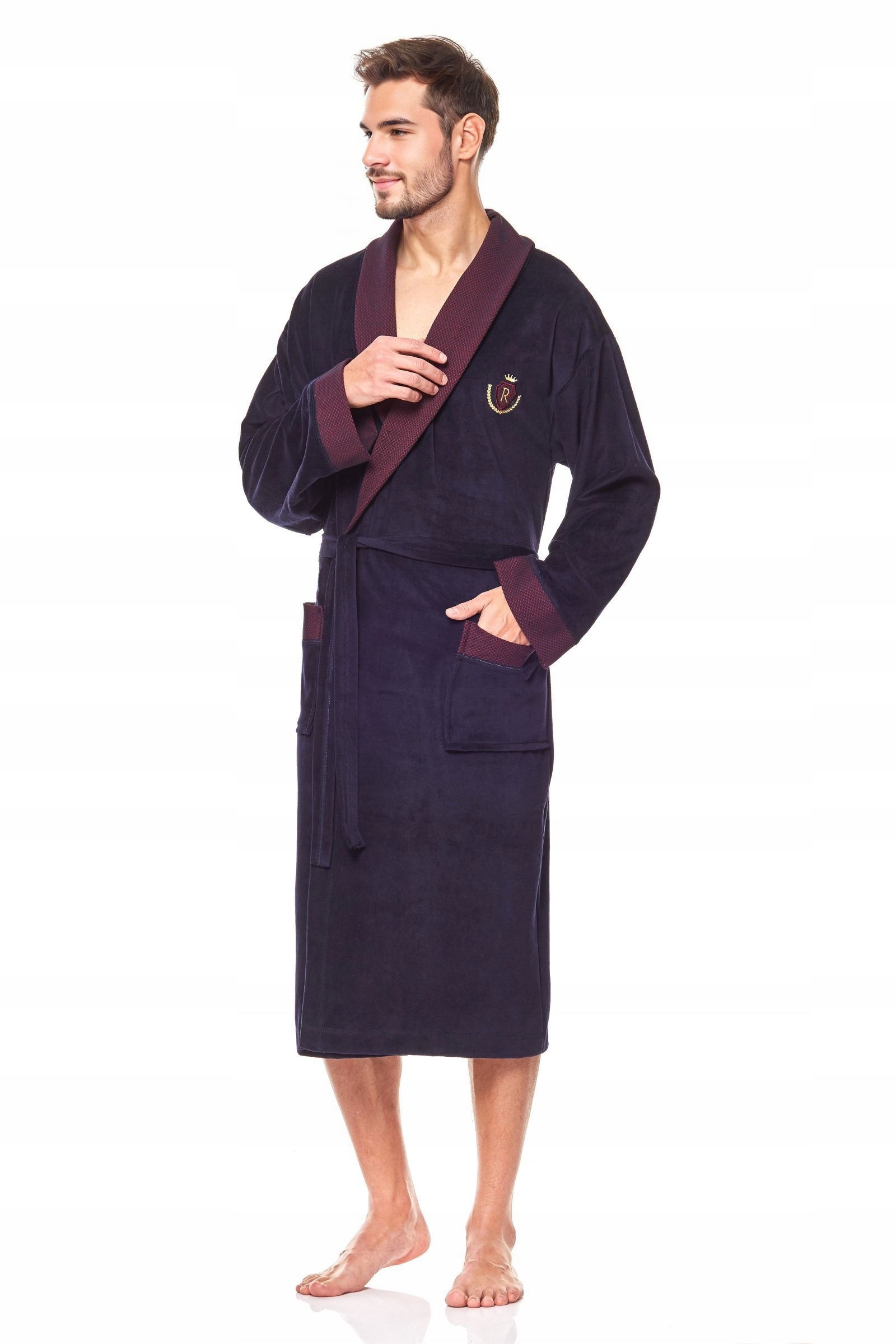 L&L Pánský teplý župan Duke 9102 dlouhý, velikost L, Tmavě Modrý