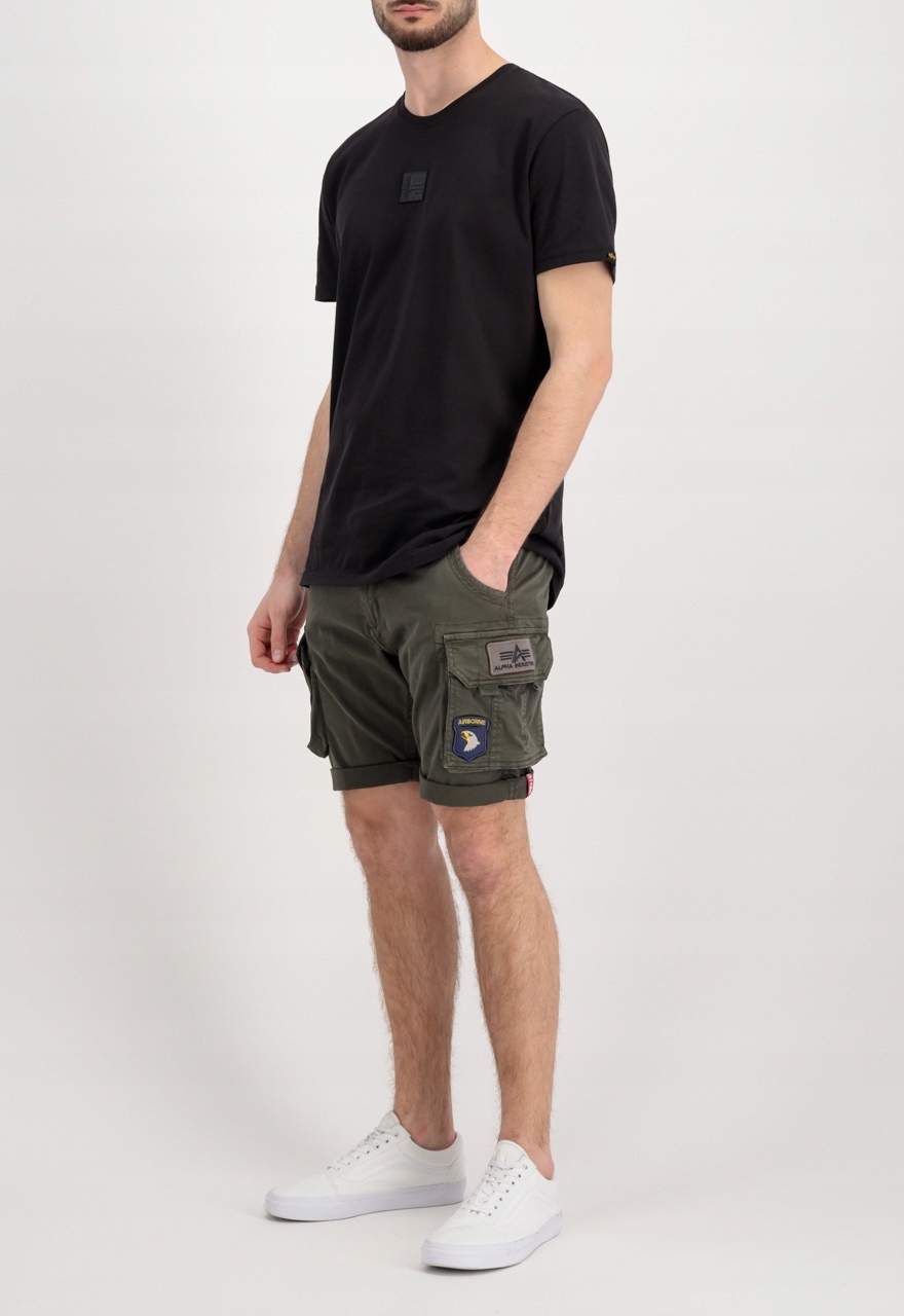 šortky Alpha Industries Crew Short Patch šedočerné 30