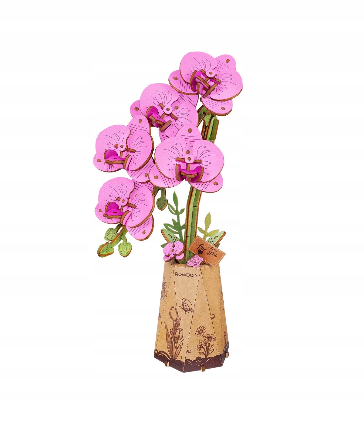 Drewniane Puzzle 3D - Fioletowa Orchidea Motylowa ROWOOD TW091