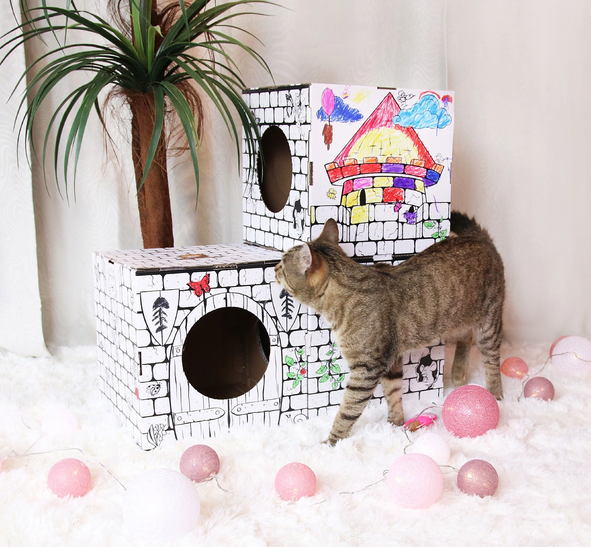 Domeček pro kočky Černobílý Hrad Počet: Set 3 kusů