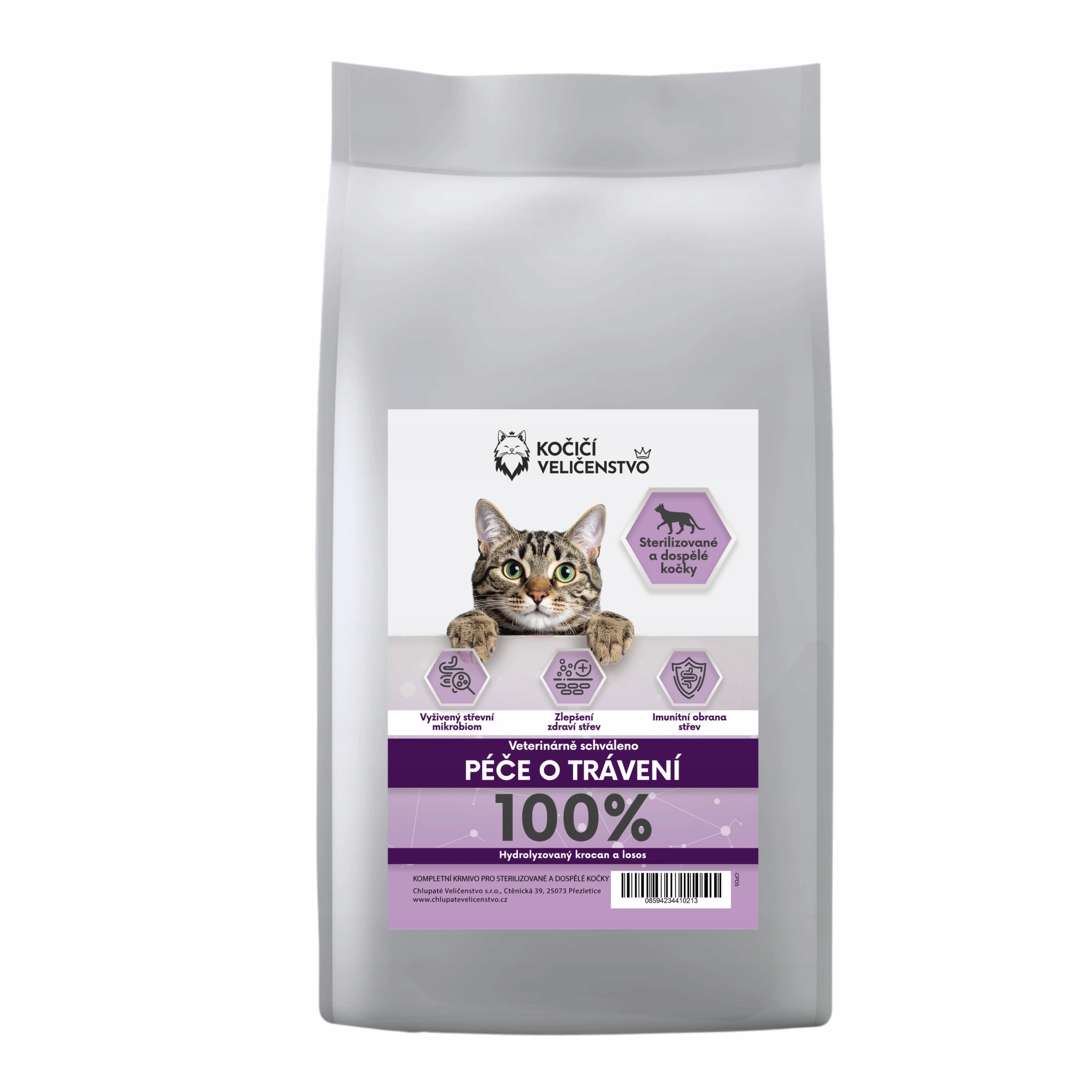 Kompletní krmivo pro kočky s prebiotiky péče o trávení 1,5 Kg