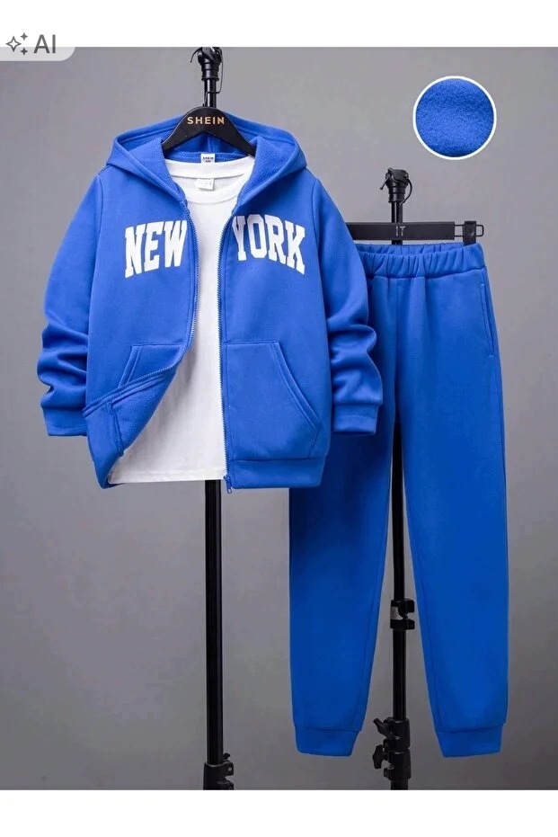 Hladký Teplákovka Dámský Komplet S Kapucí New York Sportovní XXL 5IA