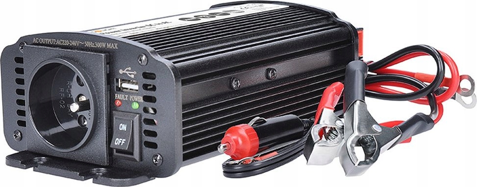 Solight měnič napětí 12V na 230V 300W, kovový, černý