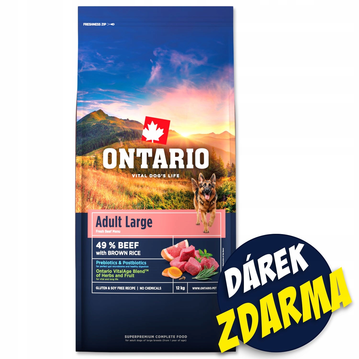 Ontario Adult Large Beef &amp; Brown Rice 12kg