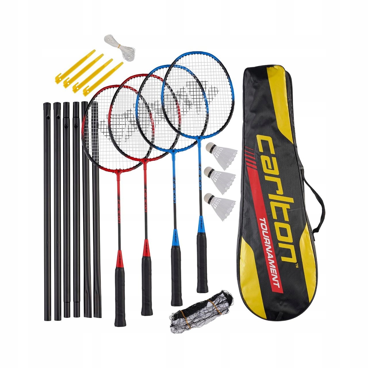 Badmintonová sada Carlton Tournament 4 Rakety Míčky Obal