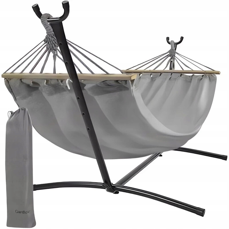 Gardlov 25466 Hojdacia hamaka pre dvoch s oceľovým stojanom, šedá