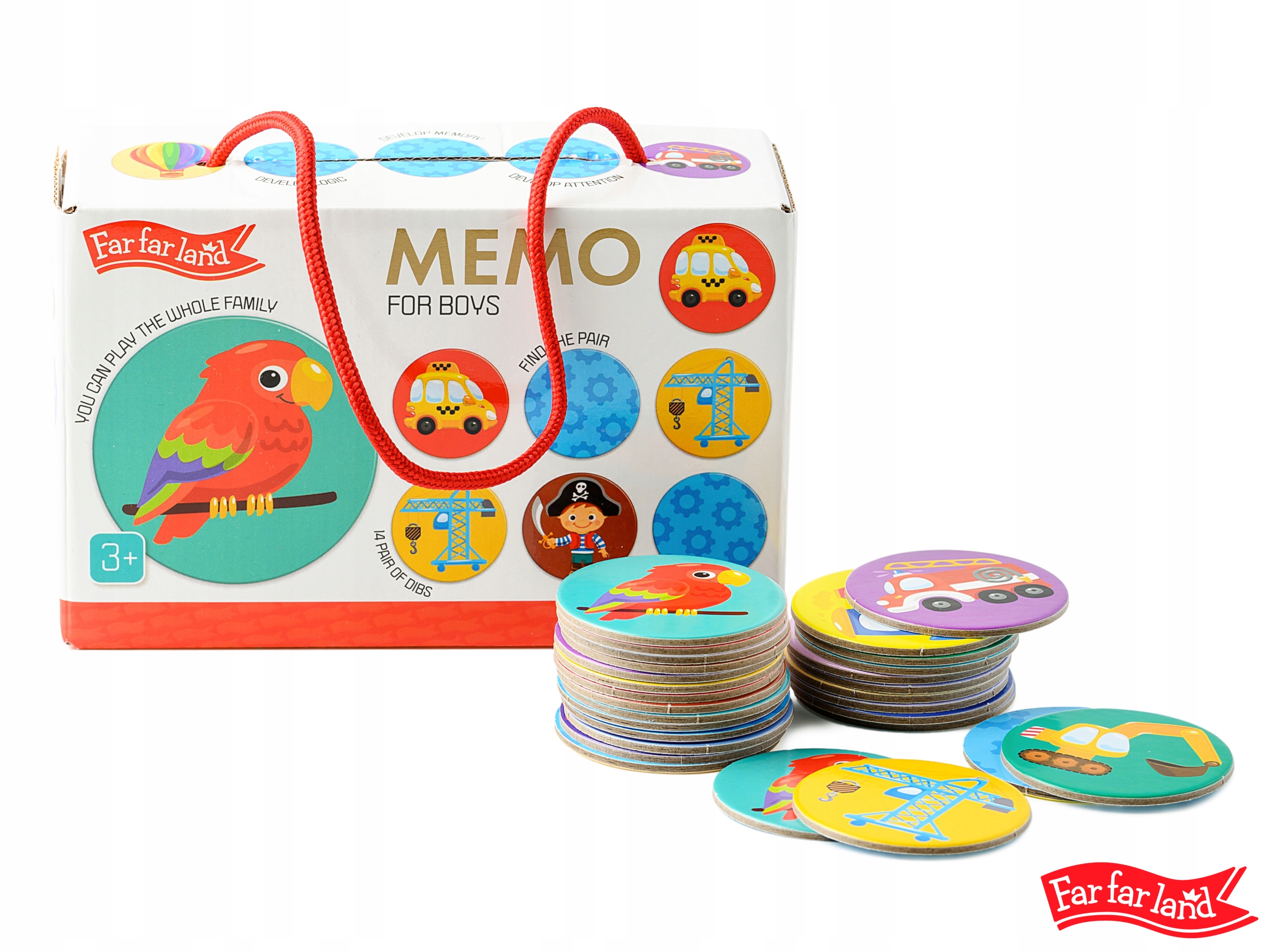 Pexeso pro kluky Far Far Land kulaté 28 kartiček 3+