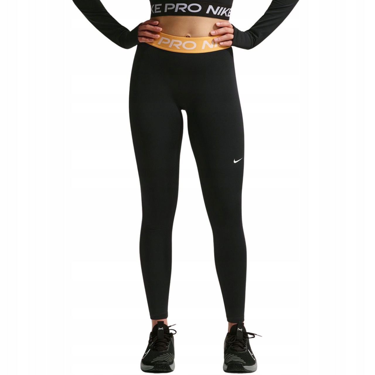 Legginsy Damskie Nike Pro Czarne Dopasowane Treningowe Fitness Gym roz. M