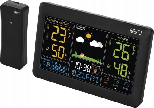 Domácí bezdrátová meteostanice Emos E0387, černá