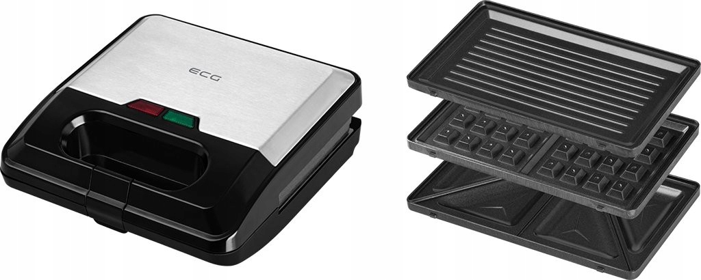 Sendvičovač Ecg S 3173, 3v1, 750 W, nerez