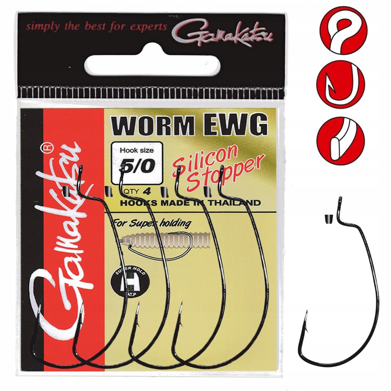 Gamakatsu Worm Offset Ewg Hook #2/0 ze stoperami