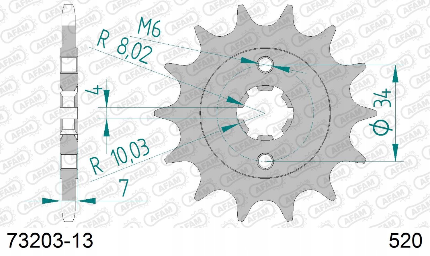 Afam Zębatka Przednia 2247 13 Ktm 125 Duke '11-'24, Ktm 200 Duke