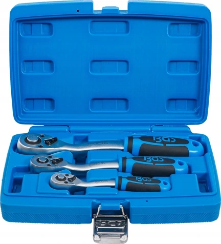 Prepínacie račne 1/4", 3/8" a 1/2", 72 zubov, vyhnuté, súprava 3 ks Bgs 621