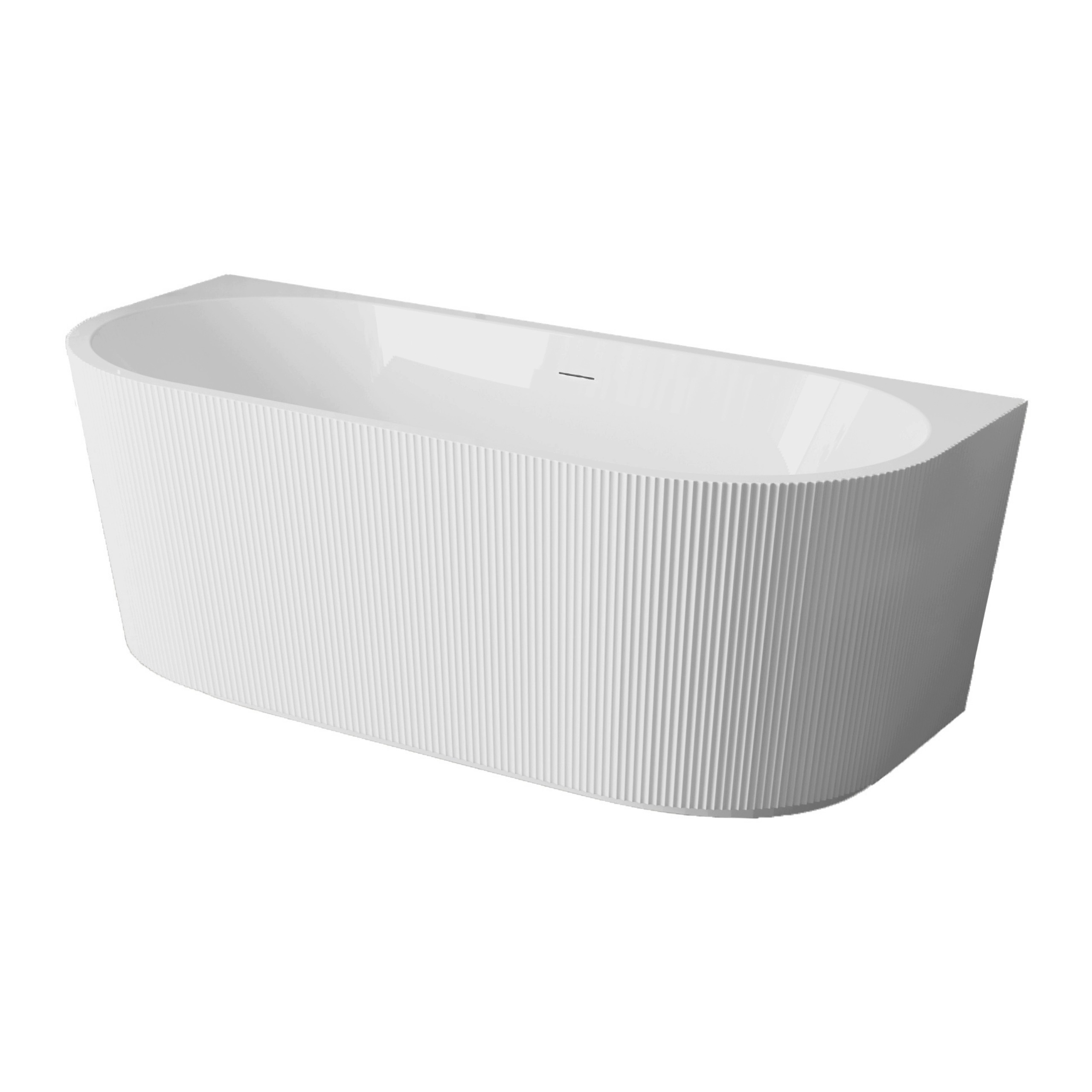 Wanna wolnostojąca przyścienna Viva White 150 x 75 cm Ryflowana No Rim