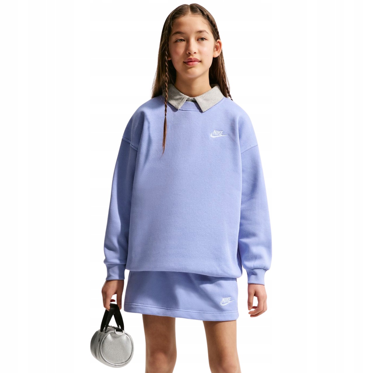 Bluza Dziecięca Nike Sportswear Club Bawełniana Fleece Dresowa Fioletowa L