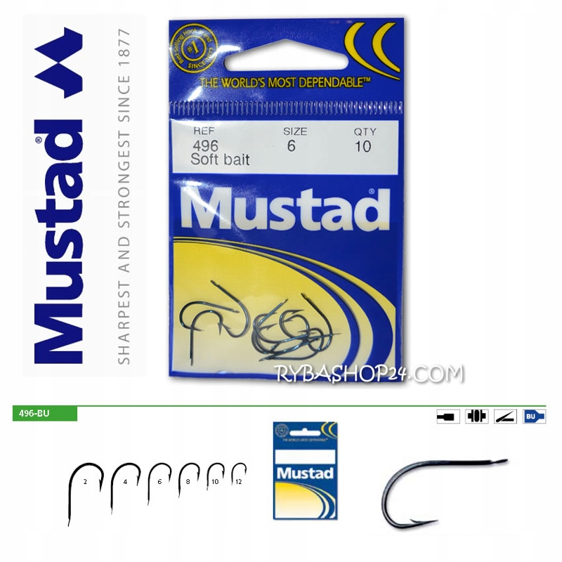 Mustad Classic 496-BU Miękka przynęta, rozmiar 12