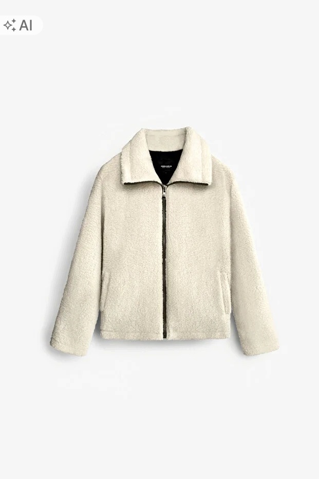 Měkká Krémová Pánská Bunda S Kožíškem Na Zip XL 5IA
