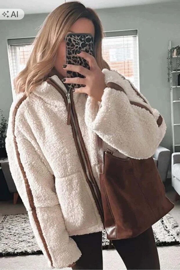 Teplá Dámská Bunda Z Nadýchaného Oversize Materiálu S 5IA*
