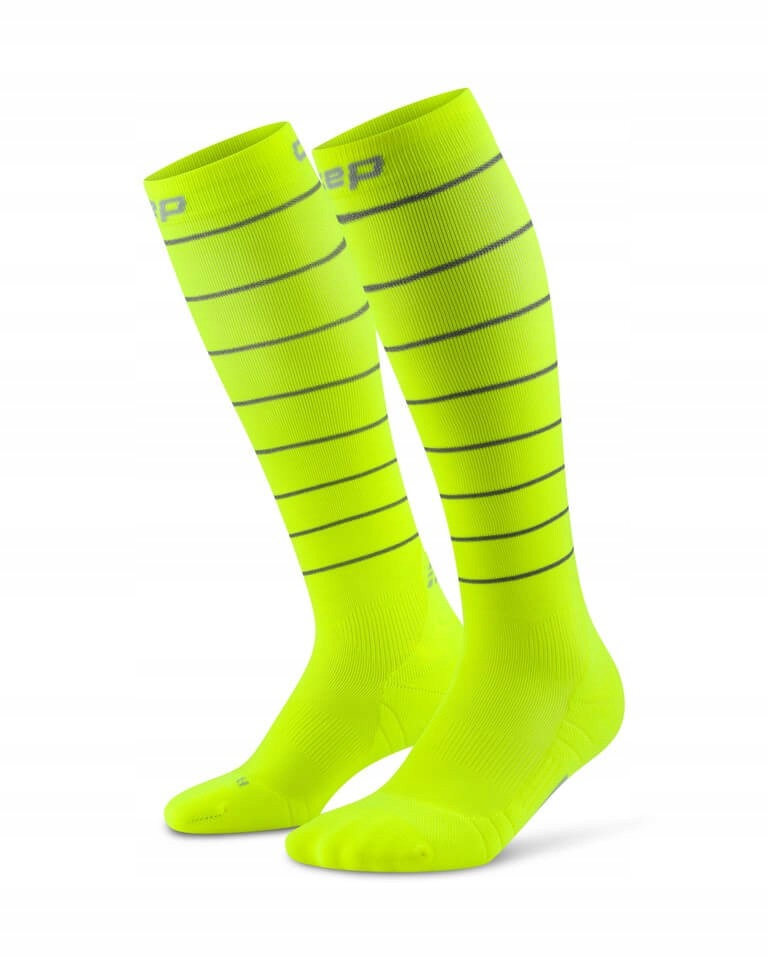 Damskie skarpety kompresyjne sportowe Cep Reflective wysokie neonowo żółte