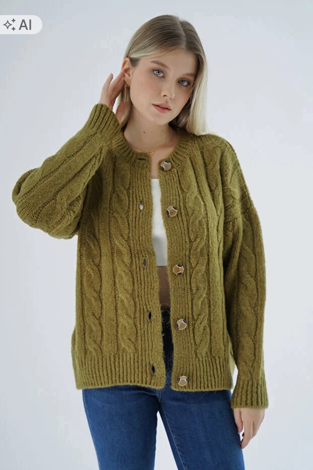 Měkký Pletený Dámský Svetr V Boho Stylu S Knoflíky L/XL 5IA*