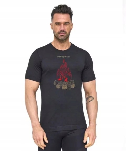 Męska koszulka z wełną merino Outdoor Wool Pro Brubeck czarny L