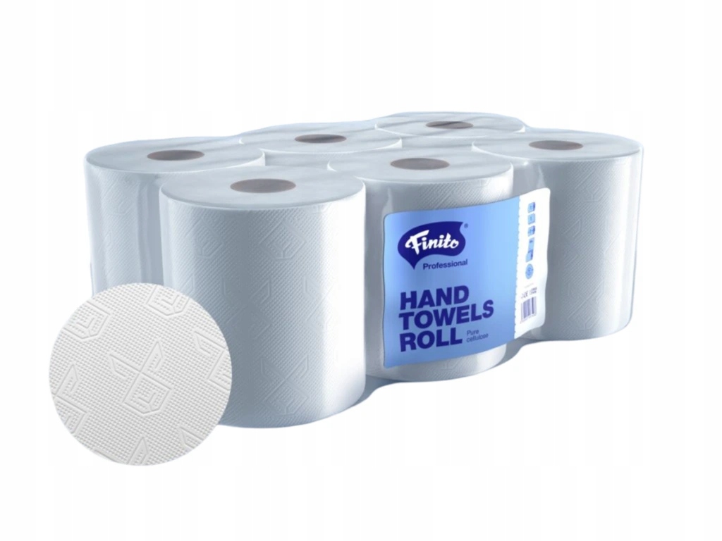 Levně Papírové ručníky v roli Finito, bílé, celulóza, 110 m, 2vrstvé, 6 kusů.