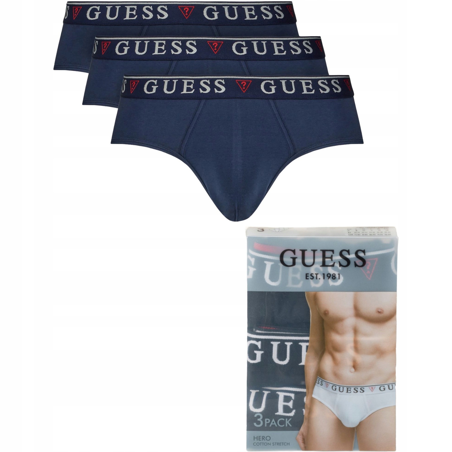 Pánské slipy Guess 3-Pack Tmavě modré Bavlněné Velikost vel M