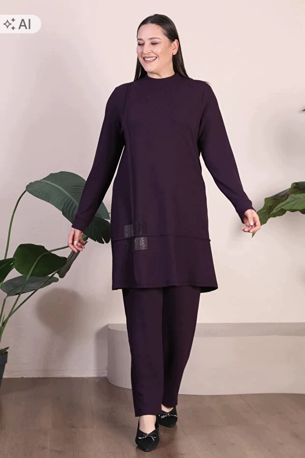 Dlouhý Žebrovaný Dámský Komplet V Minimalistickém Stylu 3XL 5IA