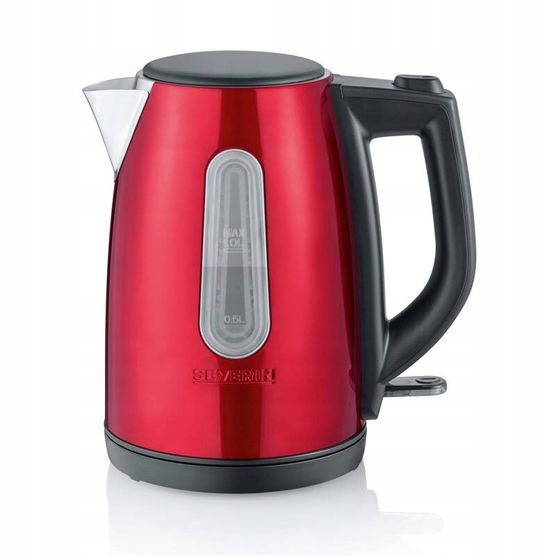 Rychlovarná konvice Severin Wk 3417, 1 l, 2200 W, nerez/červená