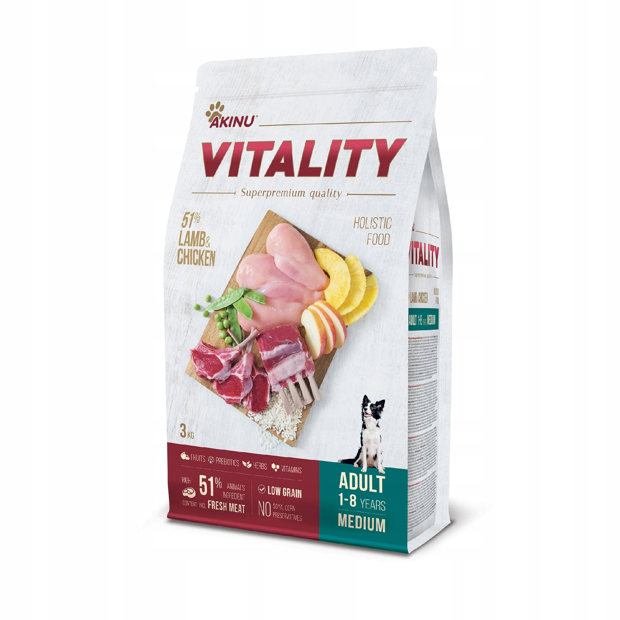 Akinu Vitality dog adult medium lamb & chicken 3kg