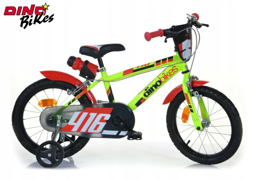 Dětské kolo Dino Bikes 16 zeleno-černé s balančními kolečky