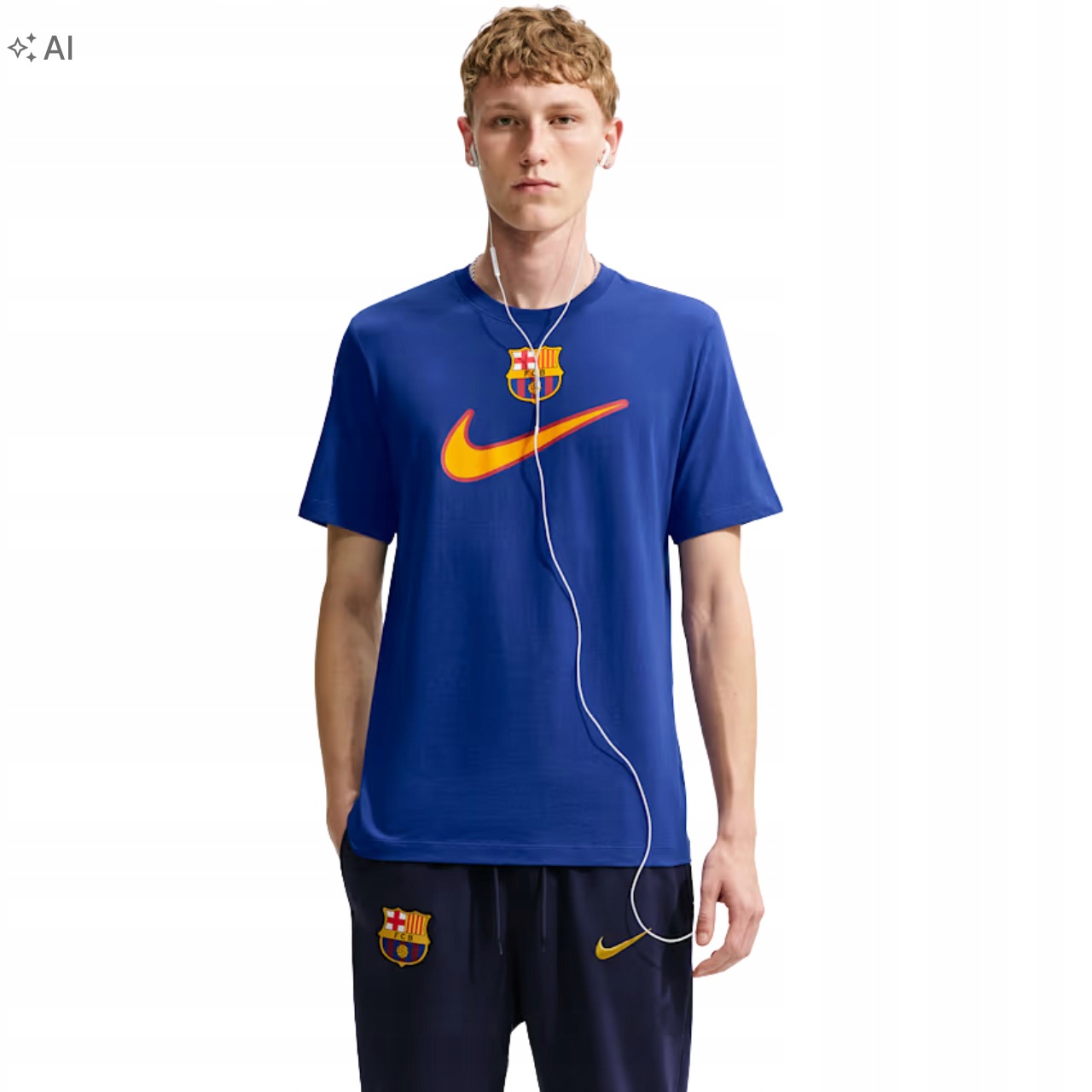 Tričko Pánské Nike Fc Barcelona Swoosh Bavlněné Fanouškovské tričko vel L