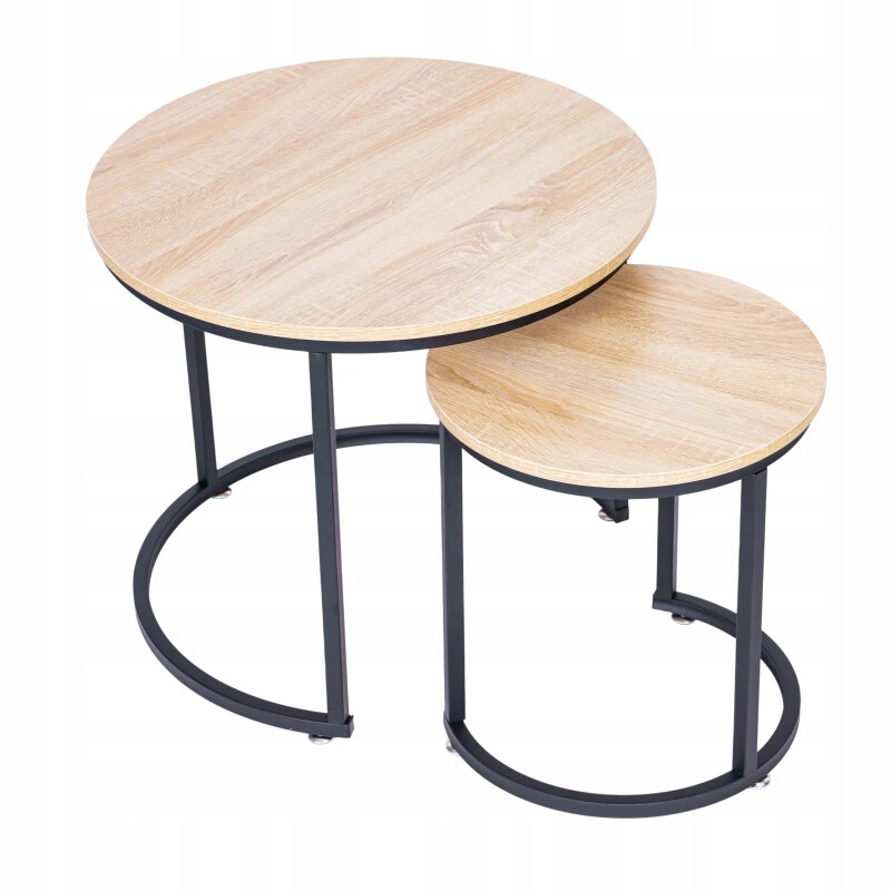 ModernHome PJJCT0111 Sada konferenčných stolíkov, okrúhle, Loft design, 2 ks