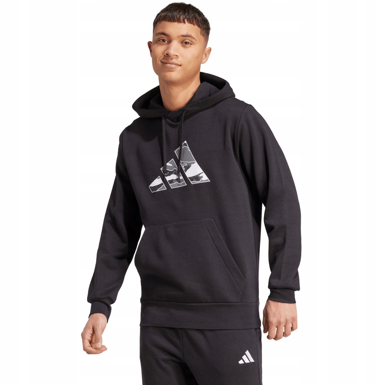 Pánská Mikina adidas s kapucí Hoodie Černá Klokanka Sportovní Teplá vel S