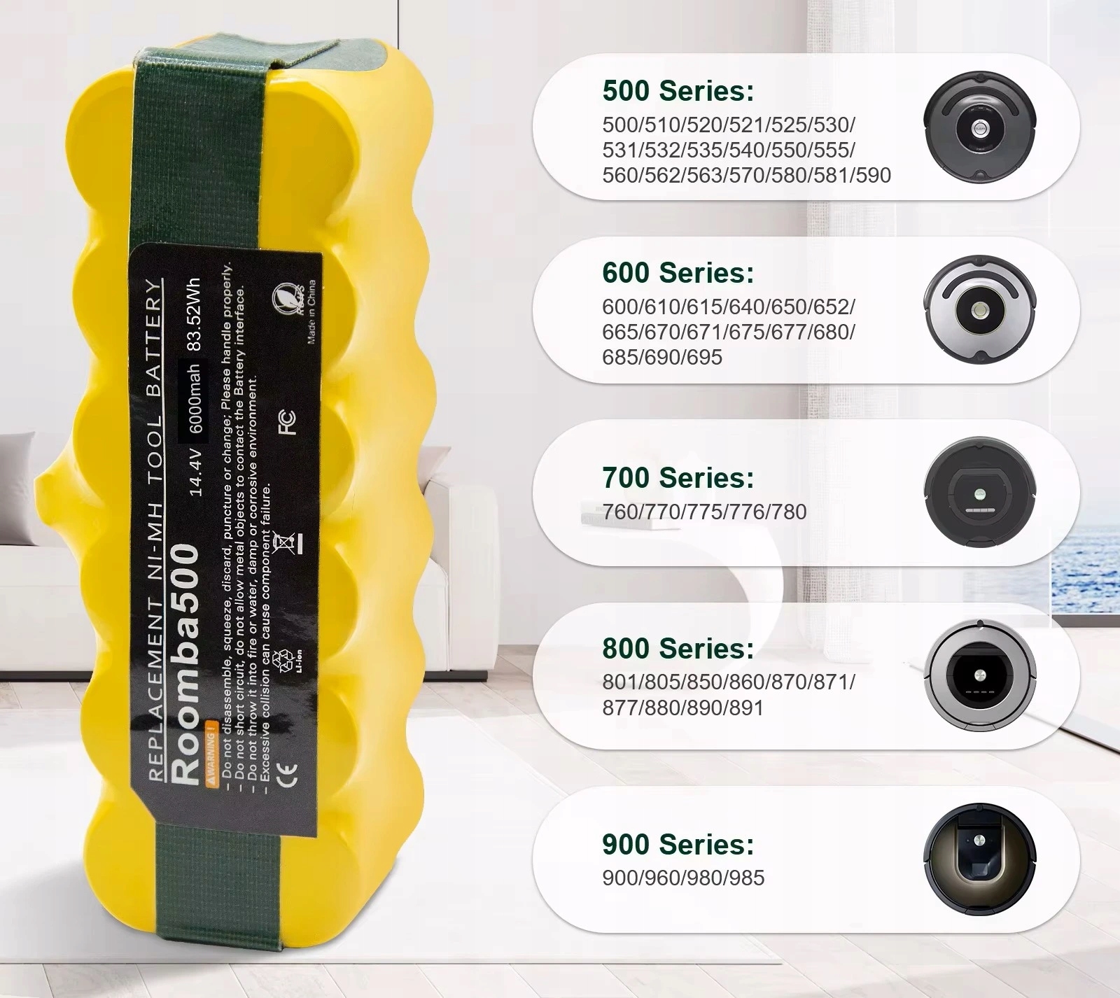 Baterie pro iRobot Roomba 14.4V 6000mAh Ni-MH Bonacell