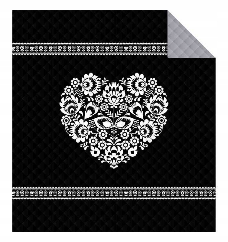 Detexpol Přehoz na postel Srdce černá Polyester, 170/210 cm (DL-551941)