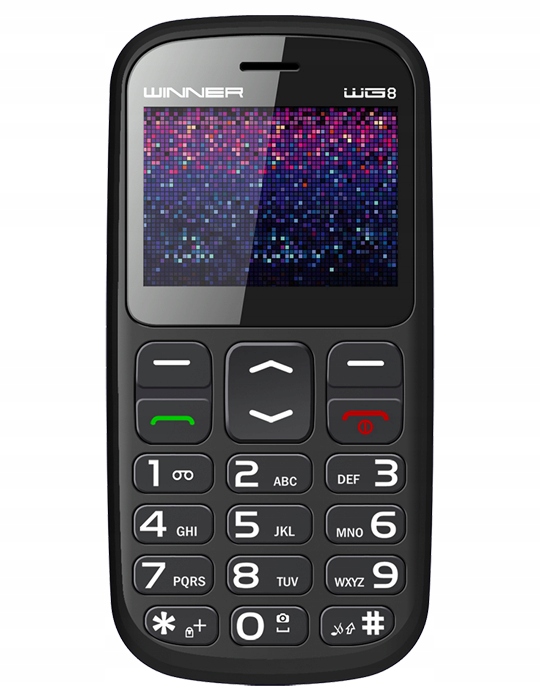 Telefon pro seniory WG8C, Seniorphone WG8, 2 Gb 32 Mb 2G, černý