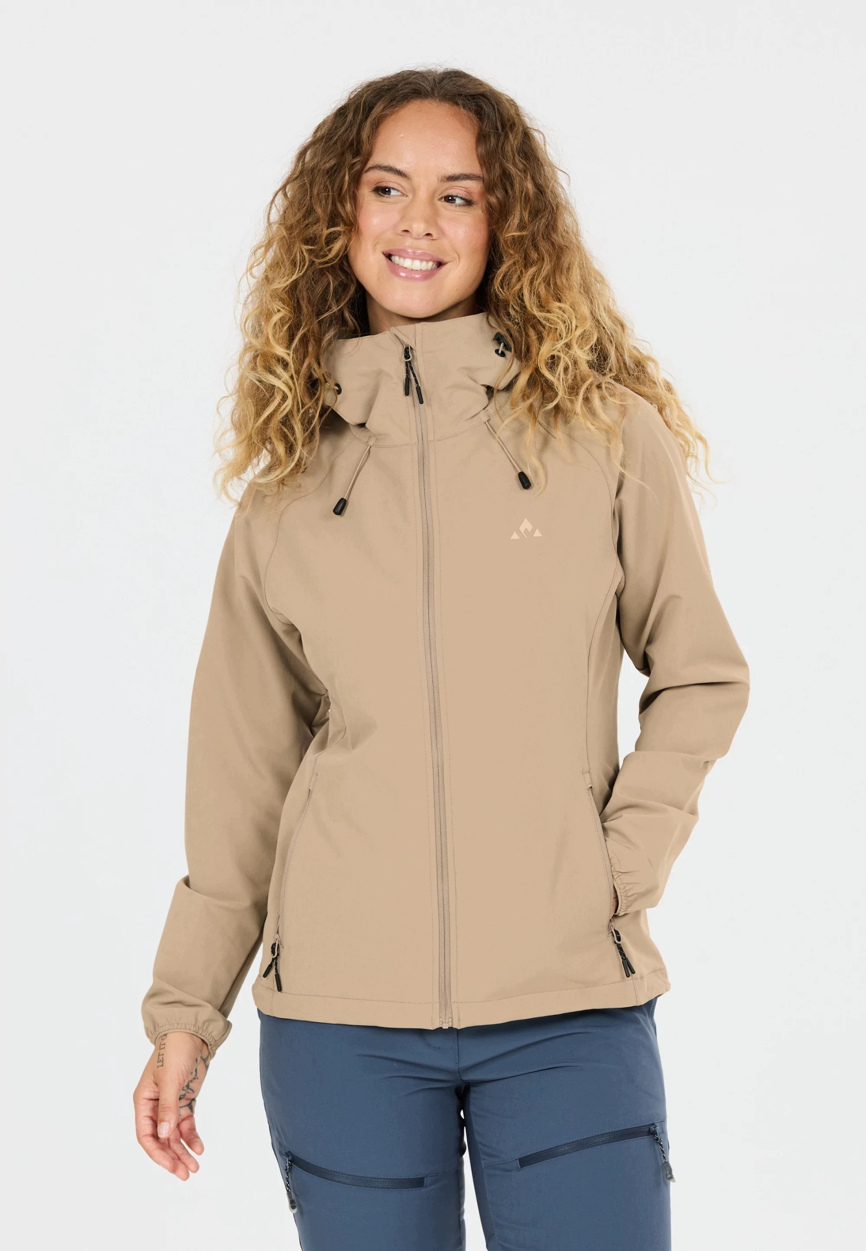 Whistler Kodie damska kurtka softshell stretch z kapturem Beżowy 42