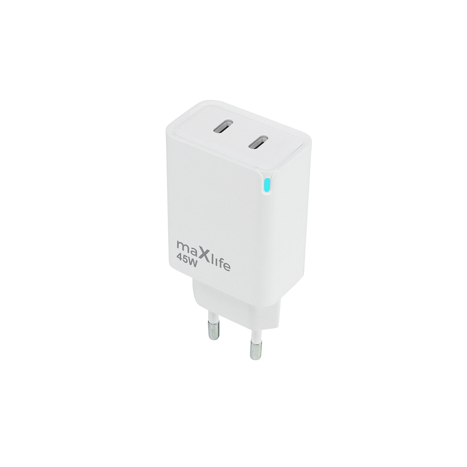 Maxlife ładowarka sieciowa GaN Pd Qc Mxtc- 09- 45CC 2x Usb- C 45W biała