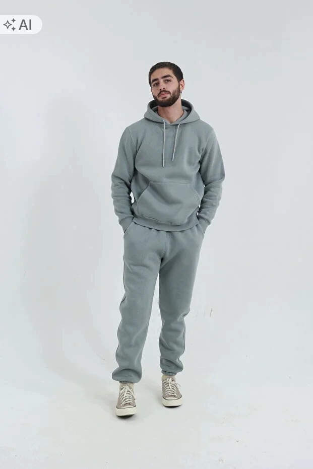 Měkký Melírovaný Teplákovka Pánský S Kapucí Ve Stylu Minimal S 5IA*