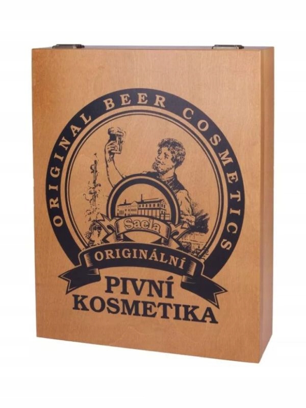 Dárková sada pivní kosmetiky – dřevěná kazeta