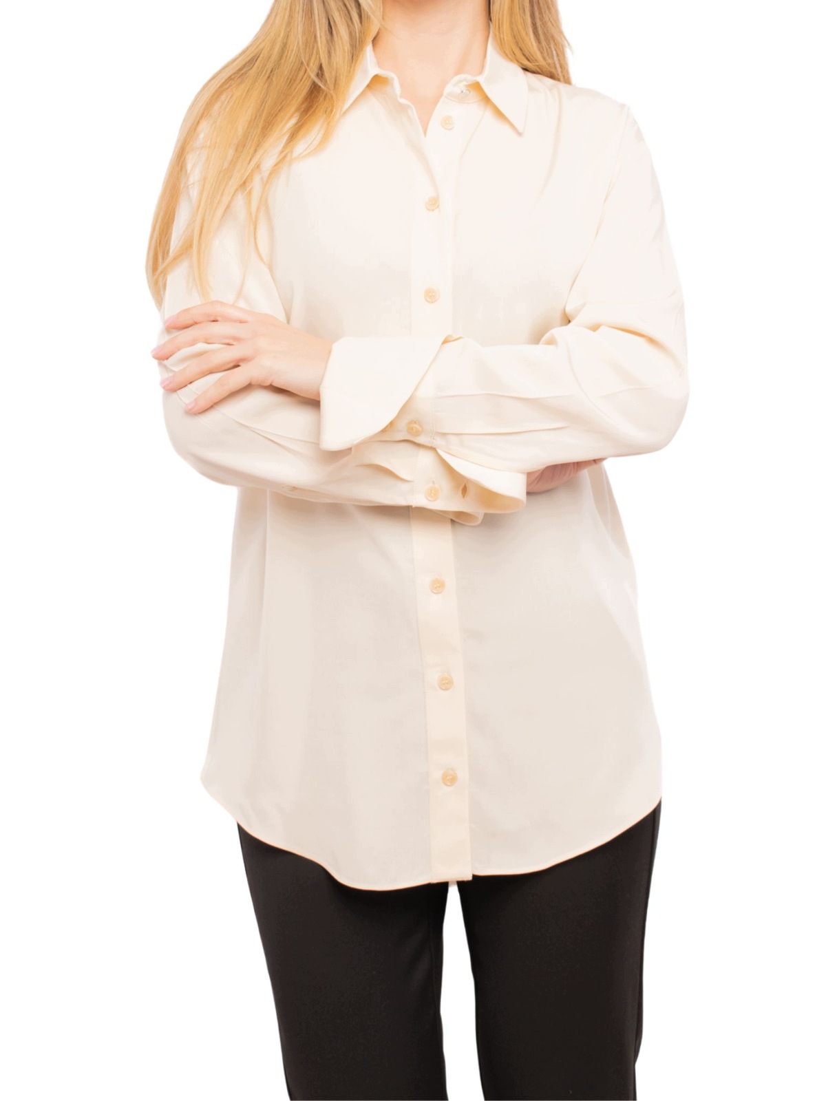 Koszula Damska Patrizia Pepe Beżowa Wiskoza Regular Fit Maxi Mankiety 38