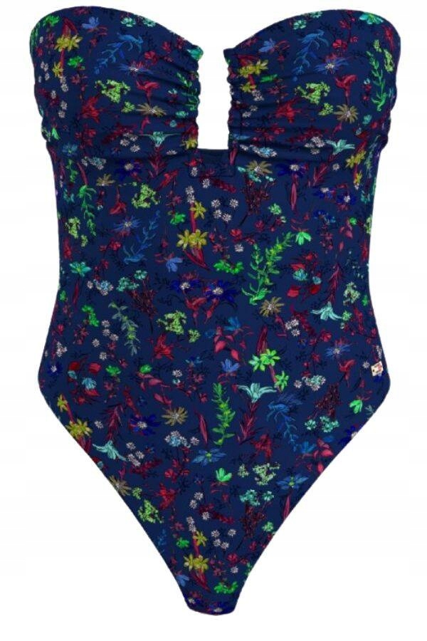 Jednodílné plavky Tommy Hilfiger Tmavě modrá s květinami Xs