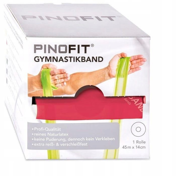 Latexová posilovací páska, elastická, střední odpor Pinofit 45 m, červená