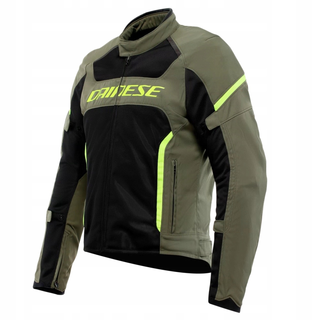Textilná bunda Dainese Air Frame 3 Vojenská zelená/Čierna/Žltá fluo 56