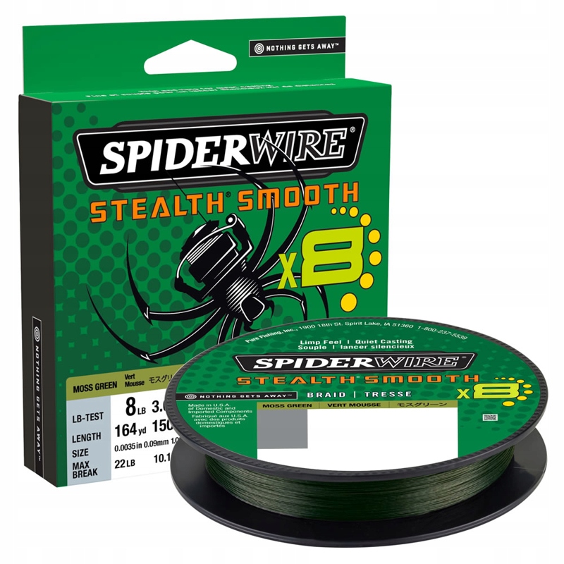 SpiderWire Stealth Smooth 8 Mechaty Zielony 150m 0.07mm