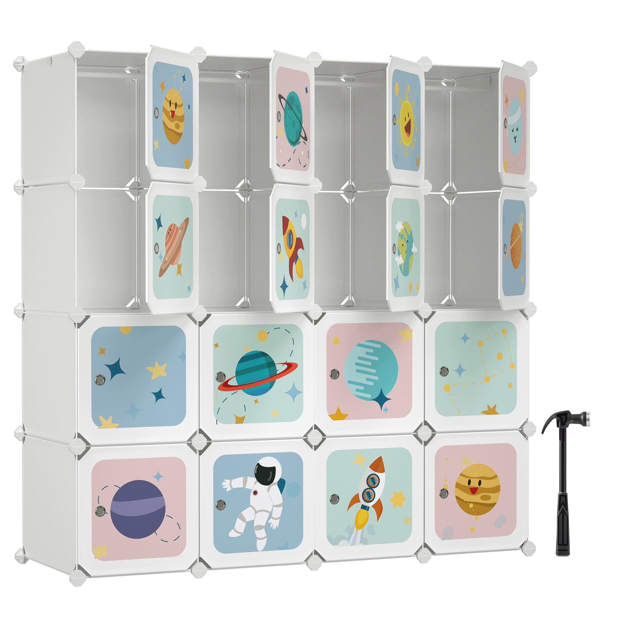 Organizer na zabawki dziecięcy kosmos 123 x 41 x 123 cm cm biały