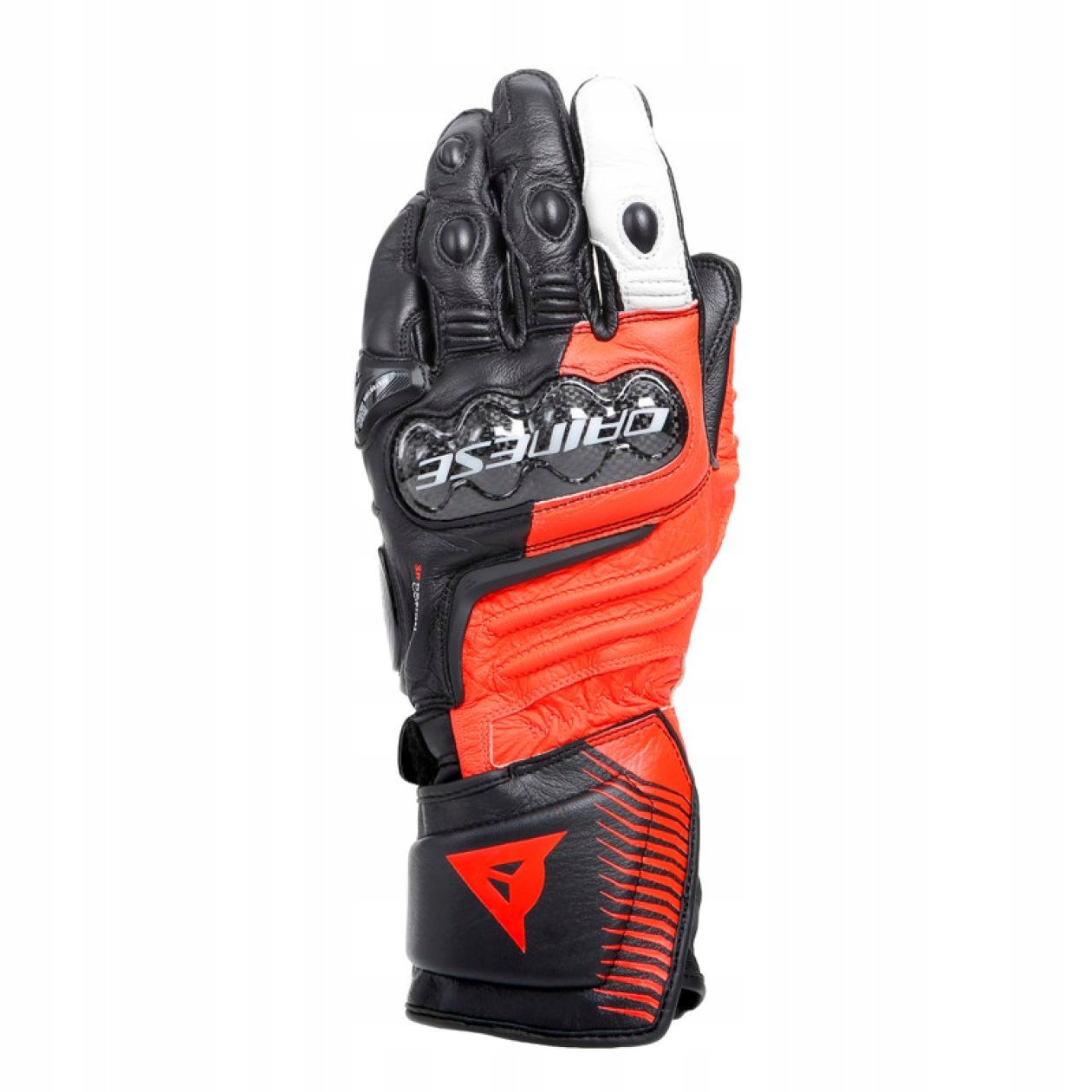 Kožené rukavice Dainese Carbon 4 Long Čierna/Červená fluo/Biela S