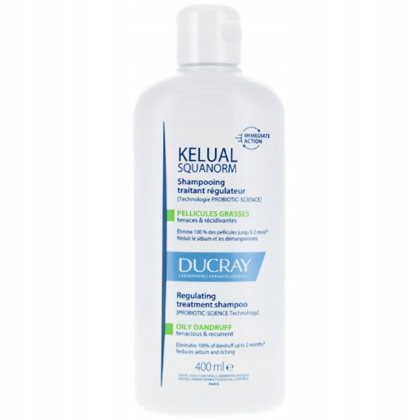 Ducray Szampon na Łupież Tłusty Przeciwłupieżowy Kelual Squanorm 400 ml