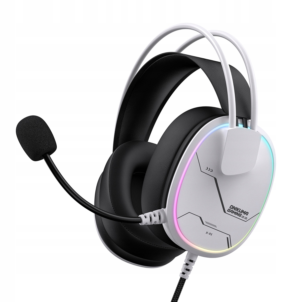Onikuma X91 Rgb gamer headset kábellel és mikrofonnal, fehér